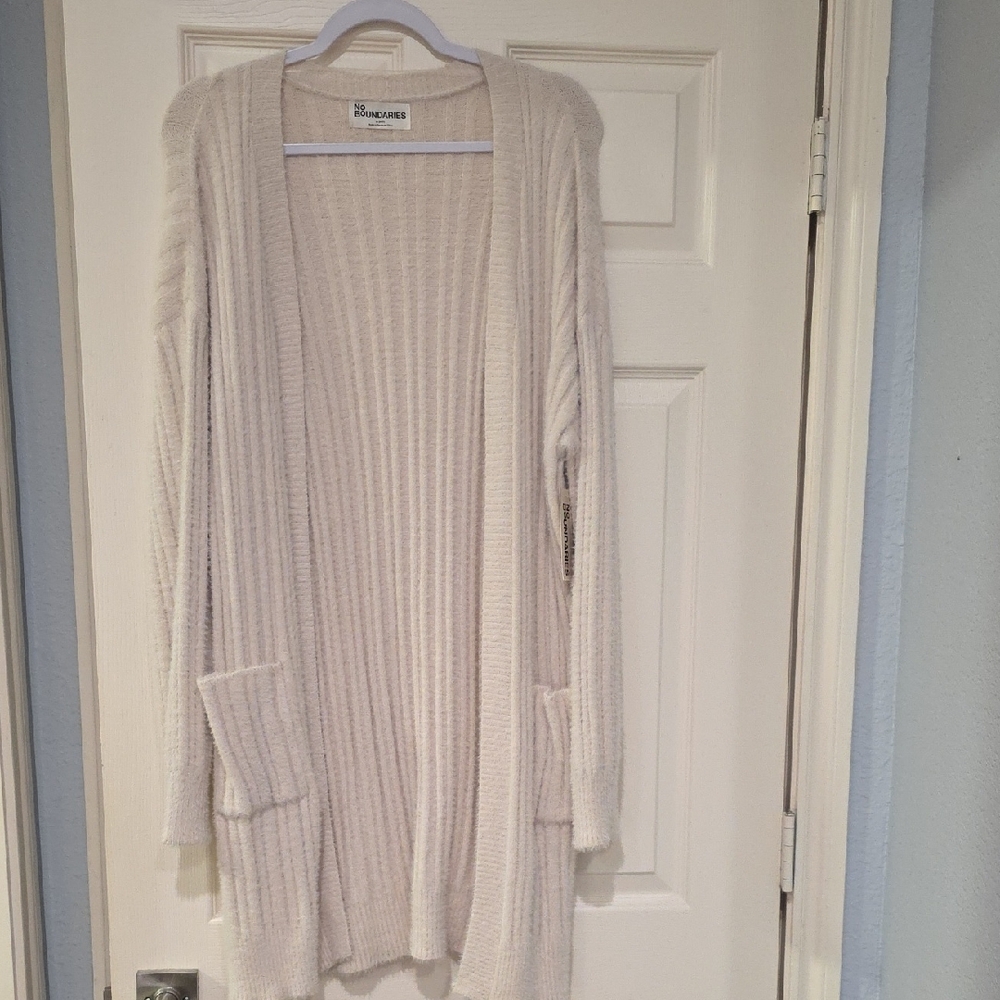Cozy Beige Open-Front Ribbed Cardigan